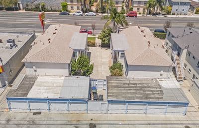 Rear aerial showing the garages and the central courtyard