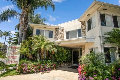 Front entry under the palms on Moorpark St