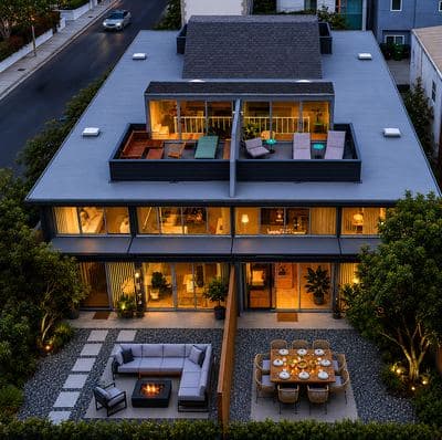 Four private patios facing the ocean