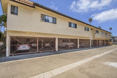 Gated garage row on the rear alley